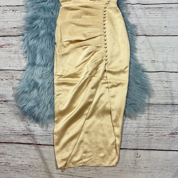 NWT Lavish Alice Satin Cowl Neck Side Slit Bodycon Dress - Picture 7 of 9